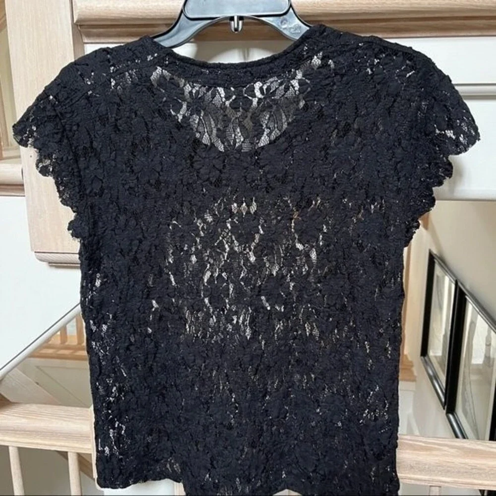 Free People Rebel in Lace Tee in Black Short Sleeve Top XS